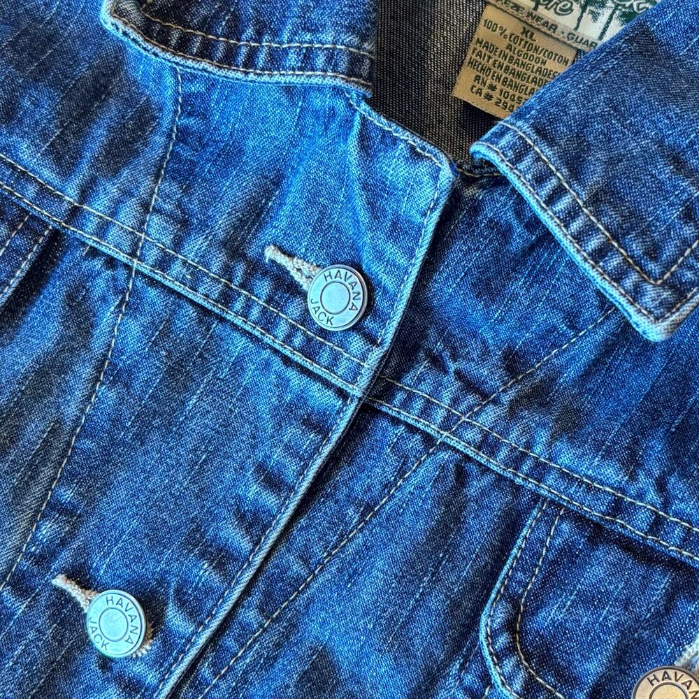 VTG Y2K Havana Jacks Cafe Denim Chore Jacket Longline Western Americana Women XL - Picture 6 of 7